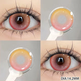 Qfdian 1 Pair New Style Color Contact Lens  Belt Grade 14.2MM  Big Eye  Series  1 Year Use Soft Hydrogel WT: 40%