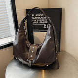 Qfdian Luxury Design Elegant Casual Women's Handbags Y2k Aesthetic Office Lady Underarm Bag Vintage Grunge All Match Ins Shoulder Bags