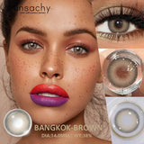 Qfdian  1 Pair Natural Fashion Colored Contact Lenses for Eyes Brown Pupils Gray Contact Lenses Cosmetic Lens New Pupil Yearly
