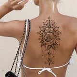 Qfdian  Realistic Fake Peony Temporary Tattoos For Women Girl Black Rose Elephant Flower Tattoo Sticker Tiger Anemone Tatoos Half Sleeve