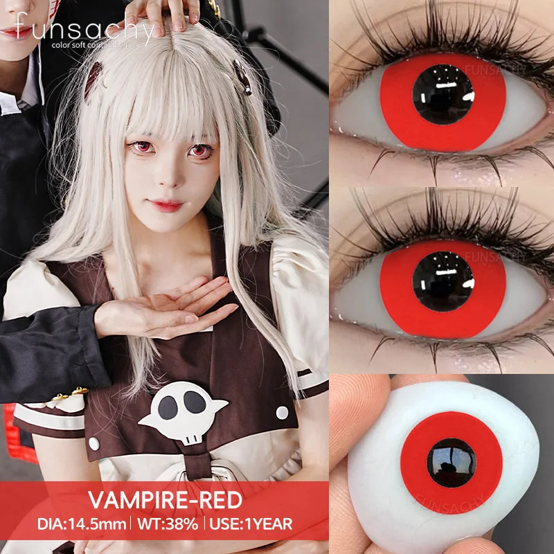 Qfdian 1pair Vampire Cosplay Contact Lenses for Eyes Anime Role Playing Contact Lens Cosmetic Colorful Multicolored Eye Pupil