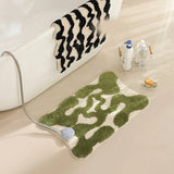 Qfdian Checkerboard bathroom absorbent mats toilet non-slip floor mats absorbent quick-drying bath mat bedroom carpet floor mats