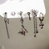 Qfdian Personalized Punk Star Heart Cross Chain Double Layer Necklace For Men Women Y2K Fashion Trend Rock Party Grunge EMO Accessories