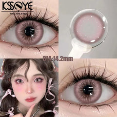 Qfdian 1 Pair New Style Colored Contact Lenses with Diopter Myopia Eyes Pink Contacts Lens Beauty Puppiletes Makeup Yearly