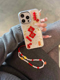 Qfdian 3D candied haws new year shiny fundas for iphone 15pro 16Pro 14promax 14 13 15 16 pro max 13pro 12 chain transparent phone case