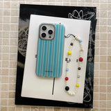 Qfdian Blue stripes summer phone case for iphone 14pro 15pro 12 14 13 15 pro max 15promax 13pro shell colorful chain ins funda cover