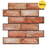 Qfdian  10pcs 3D Wall Sticker Self-adhesive Faux Brick Wall Panel Peel and Stick Kitchen Tile Backsplash Bathroom Wall Tile Sticker