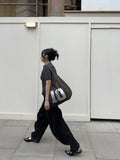 Qfdian Grunge Casual Vintage Print Tote Bags High-capacity Y2k Aesthetic Women's Handbags Streetwear Fashion Ins Shoulder Underarm Bag