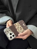 Qfdian  Autumn/Winter Retro Style Pattern Small Floral Splicing Suitable For iPhone 16 Pro max Case 15 14 1317 Pro Protective Cover