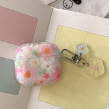 Qfdian Transparent Oil Painting Flower Shockproof Protector With Keychain For AirPods 1 2 3 4 Case For AirPods Pro 2 Protection Cover