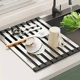 Qfdian  304 Stainless Steel Dish Drain Rack Multi Functional Drain Rack High Temperature Resistant Sink Organizer Kitchens Accessories