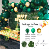 Qfdian  Dark Green Balloons Garland Arch Kit Metallic Gold Green Balloon Jungle Safari Theme Birthday Party Decorations Wedding Globos