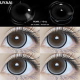 Qfdian  2PCS Color Contact Lenses (Pearl Series) Brown Natural Lenses Gray High Quality Eye Contacts 14.5mm Big Pupil Beauty Lense