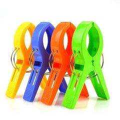 Qfdian 4pcs /set ABS Beach Towel Clips, Large Plastic Windproof Clothes Hanging Peg Quilt Clamp Holder for Beach Chair