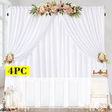 Qfdian  4 Panels-5ft x 10ft Wrinkle Free Pink Backdrop Curtain, Pink Wedding Backdrop Drapes, Silky Polyester Back Drop Cloth for Birthd
