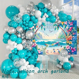 Qfdian  101pcs Blue, White, Sliver Balloon Arch Garland Kit for Ocean Theme Wedding Bridal Shower Princess Party Girl Birthday Shower