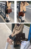 Qfdian Y2k Aesthetic Preppy Women Shoulder Bag Vintage Jk Girls Students Trendy Backpacks Casual All Match Fashion Handbags Crossbody