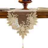 Qfdian  European Style Tassel Table Runner Embroidered Lace Table Flag Long Strip Fabric Cover TV Cabinet Dining Table Cloth Decoration