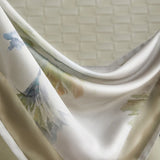 Qfdian Floral Plant Print Color Blocking Bedding Set Lyocell Bamboo Fiber Soft Silky Duvet Cover Flat/Fitted Bed Sheet Pillowcases 4Pcs