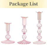 Qfdian  3Pcs Glass Candlestick Holders Glass Taper Candle Holders Groovy Wavy Elegant Candle Stick for Home Party Decoration
