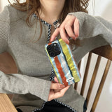 Qfdian Laser Contrasting Striped Ring Buckle Suitable For Iphone 16 15 Phone Case 14 Pro Max Hard Case