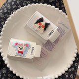 Qfdian Cute cartoon embroidery leather earphone case for apple airpods pro pro2nd 3 pure color summer charing box cover for airpod 1 2