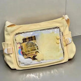Qfdian Y2k Aesthetic Patchwork Contrast Color Crossbody Bag All Match Preppy Trendy Casual Ita Bags Women Transparent Ins Shoulder Bags