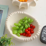 Qfdian  Ceramic Shell Fruit Bowl Textured snack bowl Afternoon tea serving Coffee table centerpiece bowl Decorative storage container