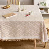 Qfdian  Cotton Linen Tablecloth Rectangular Decorative Protector for Dining Table Coffee Table Dustproof for Home Kitchen Indoor Use