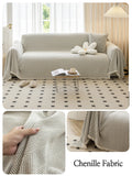 Qfdian Chenille Sofa Towel for living room French Style home decoration Sofa Cover Couch Cover Tassel edge Waffle cushion