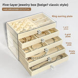 Qfdian  3/5Layer Flannel Jewelry Box Earring Necklace Ring Boxes Jewelry Dustproof Tabletop Organizers Multifunctional Storage Box Gifts