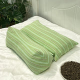 Qfdian  1pcs Buckwheat Shell Filling Pillowcore Triangular Conjoined Cervical Pillows Jacquard Skin Friendly Fabric Detachable Pillow