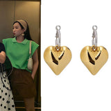 Chic Heart Huggie Hoop Earrings Asymmetric Big Earrings For Women New Gold Color Fashion Jewelry Girl Gift