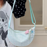 Qfdian  Luxury Design Sweet Y2k Aesthetic Crossbody Bag Women Contrast Color Plaid Handbags Fashion Kawaii Girls Cellphone Shoulder Bags
