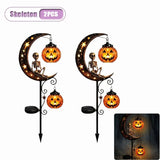 Qfdian  1-4PCS Solar Halloween Garden Light Skeleton Ghost Dancing Pumpkin Moon Glow Stake for Lawn Pathway Porch Decor