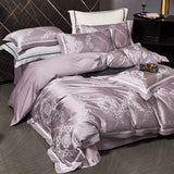 Qfdian 4Pcs High Precision Damask Jacquard Egyptian Cotton Soft Silky Bedding Set Duvet Cover Set Bed Sheet/Fitted Sheet Pillowcases