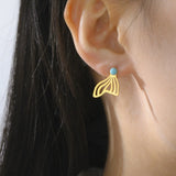 Qfdian  Fashionable and luxurious fish tail artificial gemstone earrings, retro daily banquet party earrings, wedding jewelry gifts