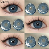 Qfdian 1 Pair Colored Contact Lenses for Eyes Natural Fashion Lenses Gray Beauty Pupils Blue Eye Lenses Cosmetics Soft Lenses
