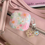 Qfdian Transparent Oil Painting Flower Shockproof Protector With Keychain For AirPods 1 2 3 4 Case For AirPods Pro 2 Protection Cover