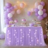 Qfdian  Birthday Party Atmosphere Table Skirt Tablecloth Wedding Hotel Gathering Dessert Table Skirt Props LED Luminous Night Decoration