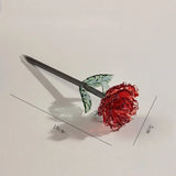 Qfdian  Glaze Rose Flower Eternal Flower Rose Desktop Glass Handicrafts Ornaments Simulation Glass Vase Flower Wedding Valentine's Gifts