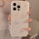 Qfdian Phone case for 13 iphone 15 pro max 15pro 13pro 11 15promax 14 12promax 12 3D pearl love light shell elegant anti-fall conque