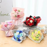 Qfdian  Artificial Soap Flower Preserved Bouquet Rose Realistic Mothers Day Valentines Day Anniversary Wedding Romantic Gift Decoration
