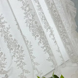 Qfdian  Sheer Curtains for Living Room Luxury Bedroom Tulle Curtains for Window French Lace Small Floral White Gauze Princess Style