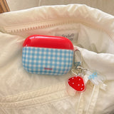 Qfdian Retro Plaid For Apple AirPods1/2 3 4 Pro 2 2nd Generation Wireless Bluetooth Earphone Charging Box Case Girl Soft Silicone Cover
