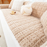 Qfdian  Autumn and Winter Plush Sofa Cover Jacquard Anti Slip Thick Warm Solid Color Simple and Comfortable Skin Friendly Sofa Cushion