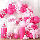 Qfdian  100pcs Hot Pink Maca Pink Balloons Arch Kit for Wedding, Birthday, Baby Shower, Princess Theme Party Decorations