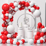 Qfdian  96Pcs Red White Balloon Arch Garland Kit Red Confetti Ballon Set Birthday Party Decoration Wedding Graduation Baby Shower Globos