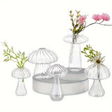 Qfdian  5 Colors Plant Mushroom Glass Vase, Mini Plant Glass Container, Unique Small Glass Vase, Home Christmas Halloween Decoration