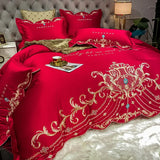 Qfdian European-Style Bed Sheet Four-Piece Set 100 Cotton High-End Atmospheric Ice Silk Quilt Cover Pure Cotton Bedding